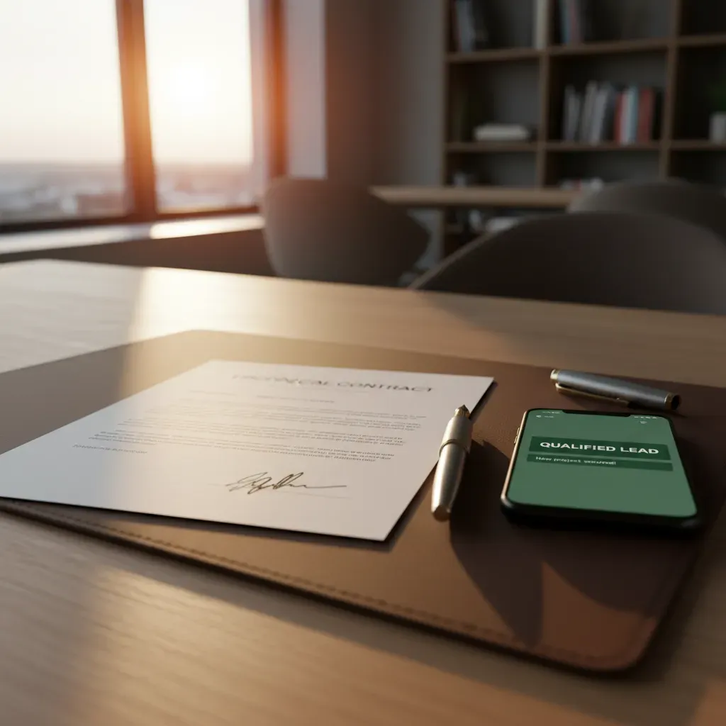 Gérant technique validant un projet sur tablette avec un client satisfait