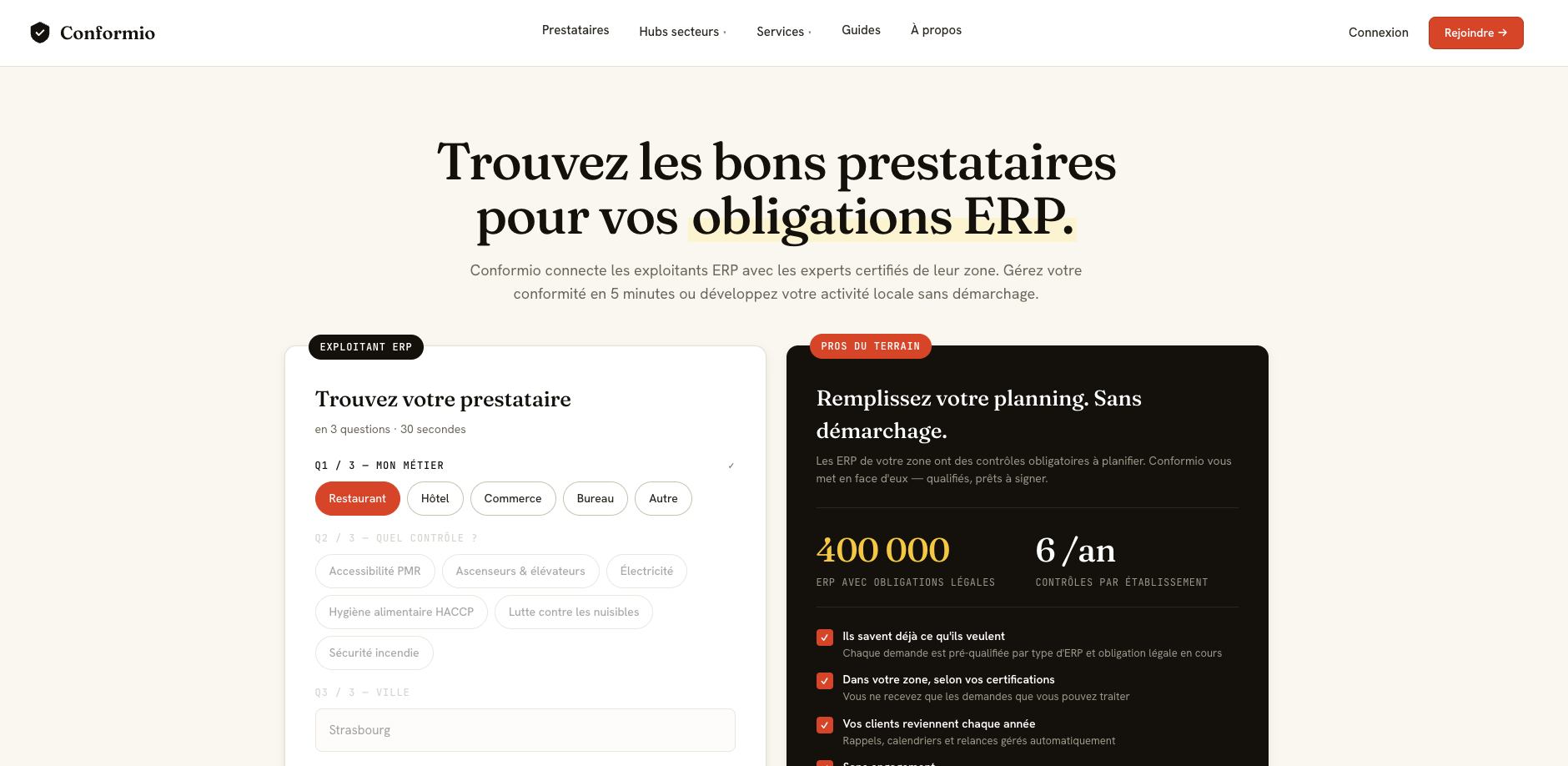 Interface digitale Conformio pour la gestion de la conformité ERP