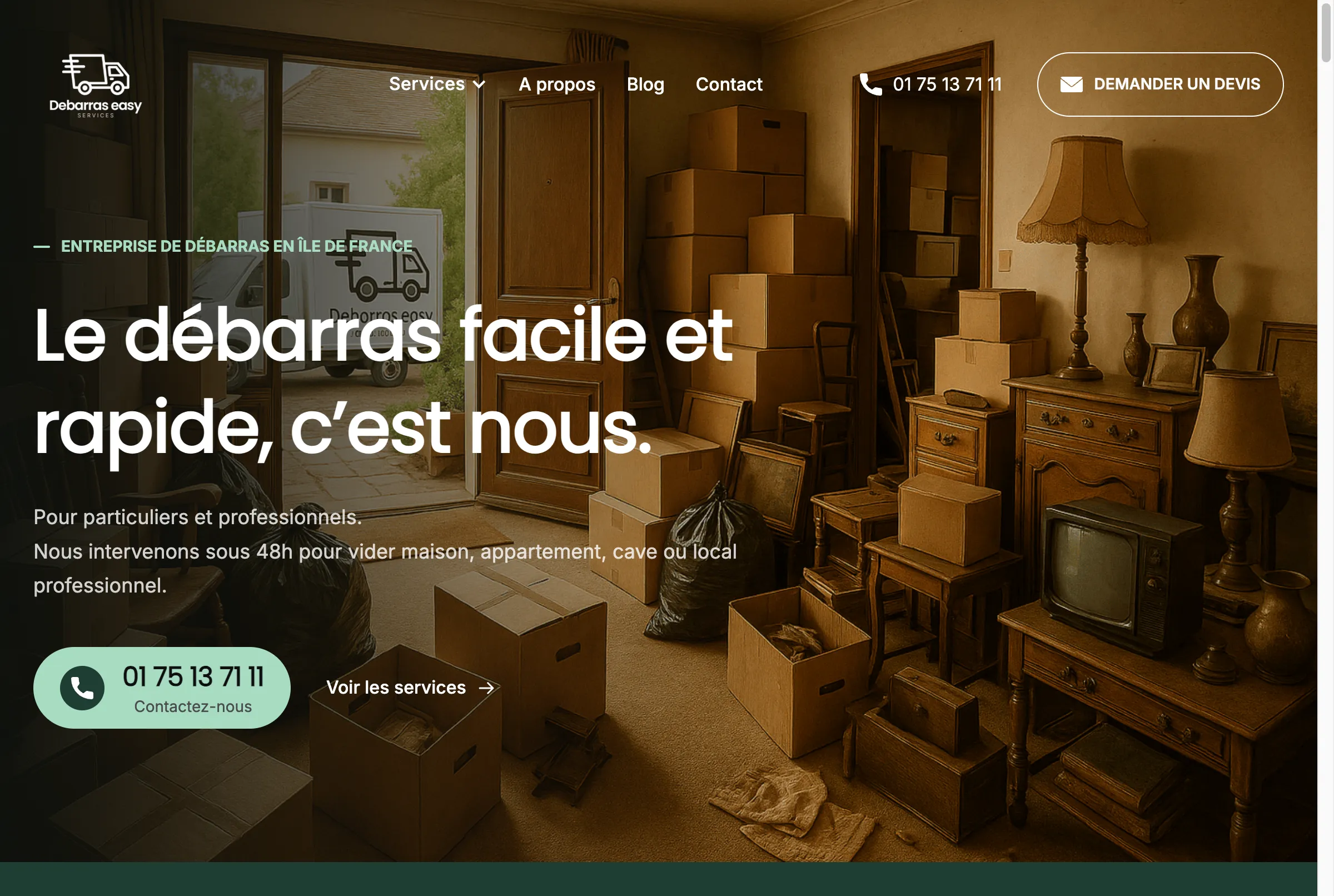 Aperçu du site Debarras Easy optimisé pour le référencement local en Ile-de-France